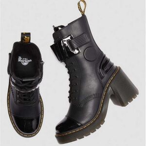 Dr. Martens Black Combat Boots with Buckle